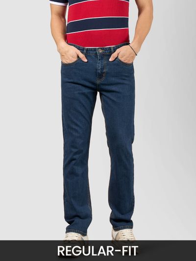 Navy Blue Regular Fit Mens Jeans Blue Regular Fit Jeans for Men