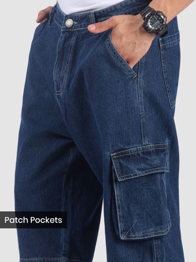 Dark Blue Rugged Hem Denim Jorts