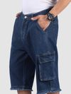 Dark Blue Rugged Hem Denim Jorts