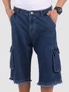 Dark Blue Rugged Hem Denim Jorts