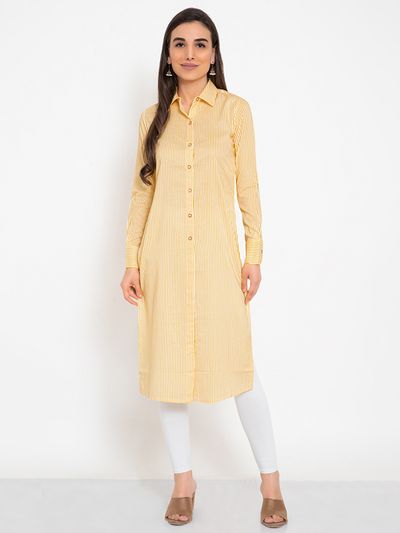 Regular Cotton Shirt Style Casual Kurti