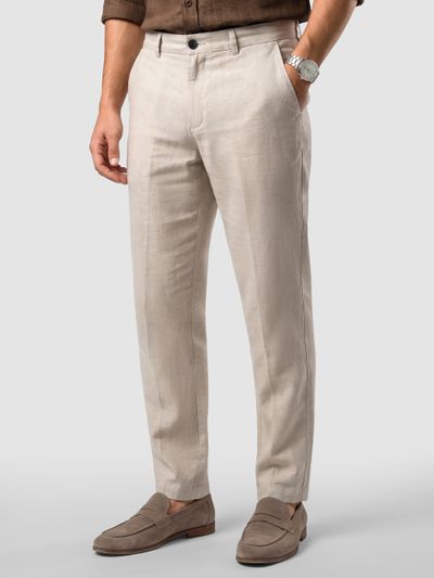 Beige Linen Textured Pants Beige Textured Summer Pants