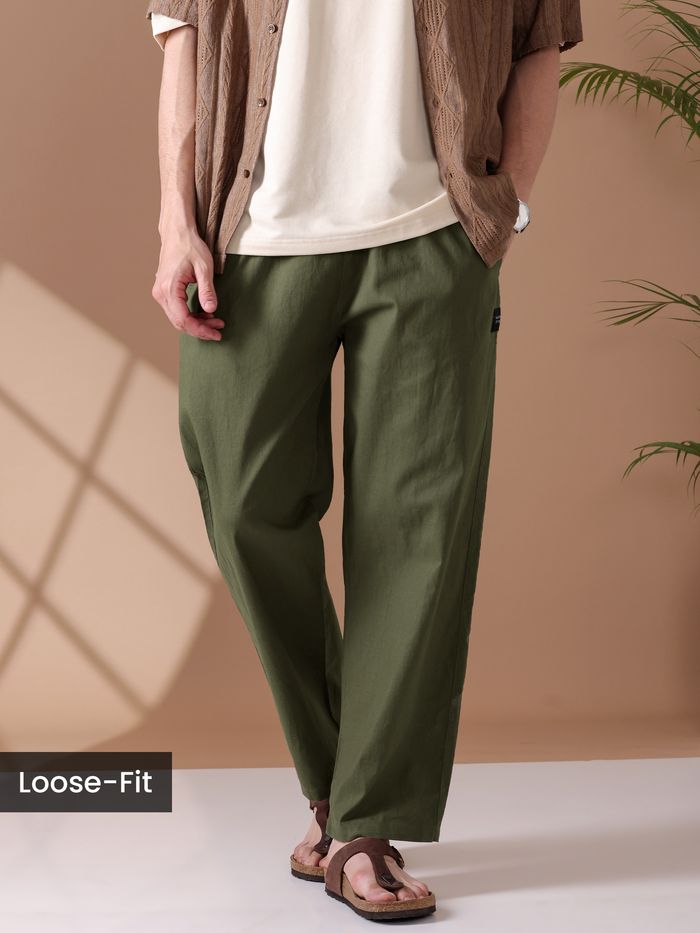 Buy Cedar Green Loose-fit Pajamas Online in India -Beyoung
