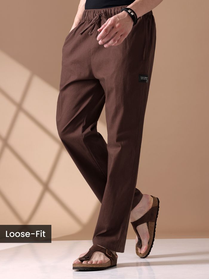 Buy Chocolate Brown Loose-fit Pajamas Online in India -Beyoung