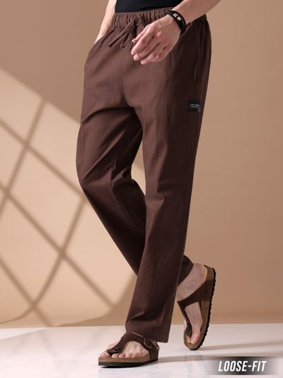 Buy Chocolate Brown Loose-fit Pyjamas For Men Online in India -Beyoung