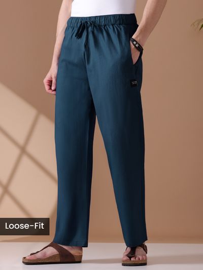 Navy Blue Loose-fit Pyjama Pants Navy Blue Loose-fit Pyjamas