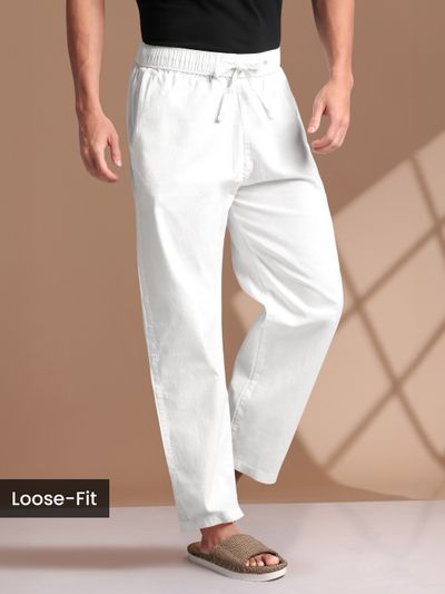 White Loose-Fit Pyjama Pants White Loose-Fit Pyjamas