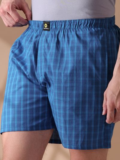 Blue Checked Mens Boxers