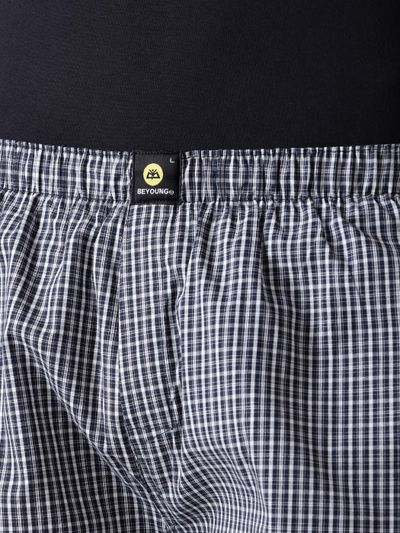 Navy Blue and White Checked Men's Boxers