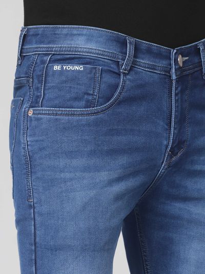 Night Blue Cotton Knitted Mens Jeans Night Blue Cotton Knitted Mens Jeans