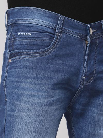 Pantone Blue Cotton Knitted Mens Jeans Pantone Blue Cotton Knitted Mens Jeans