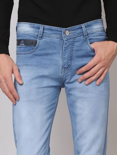 Stark Blue Cotton Knitted Mens Jeans jeans pants for men,