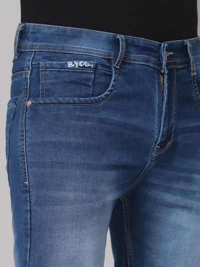 Vivid Blue Cotton Knitted Mens Jeans Vivid Blue Cotton Knitted Mens Jeans