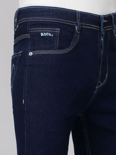 Dark Blue Solid Jeans