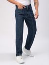 Navy Blue Cut and Sew Baggy Fit Jeans