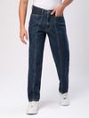 Navy Blue Cut and Sew Baggy Fit Jeans