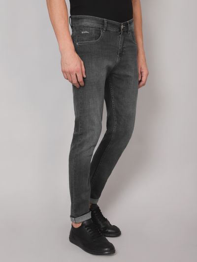 Faded Grey Raw Washed Jeans