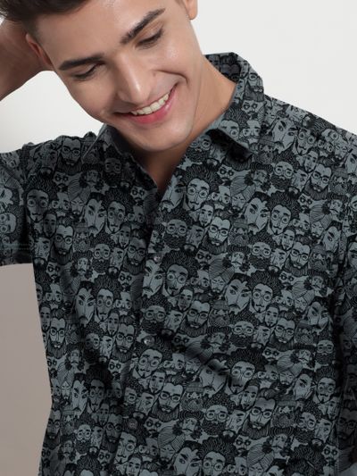 Black Tribal Printed Shirts for Men Black Tribal Printed Shirts for Men