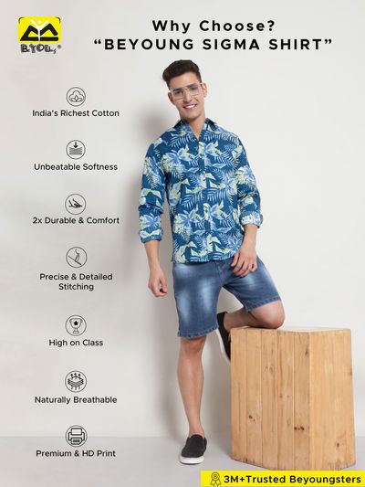 Blue Floral Printed Shirts for Men Trending Printed Shirts for Men