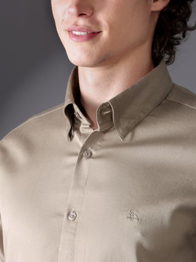 Clay Beige Satin Shirt Clay Beige Satin Shirt - Beyoung