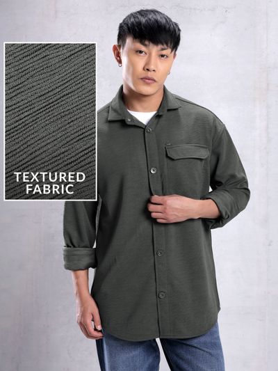 Dark Grey Textured Shirt