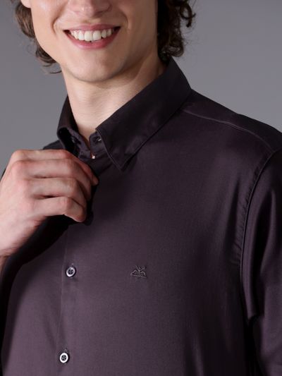 Dark Wine Satin Shirt Dark Wine Satin Shirt - Beyoung