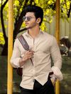 Light Beige - Plain Cotton Shirts