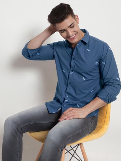 Navy Blue Gamer Printed Shirts for Men Buy Printed Shirts Men,