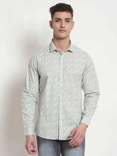 White Feather Printed Shirts For Men Best White Shirt for Men,