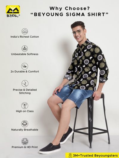 Yin Yang Printed Shirts for Men Mens Print Shirt
