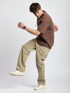 Beige Buckle Pocket Cargo Pants