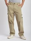 Beige Buckle Pocket Cargo Pants