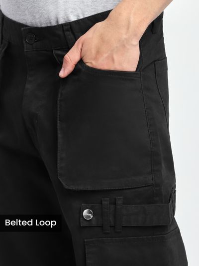 Black Belt Loop Cargo Pants