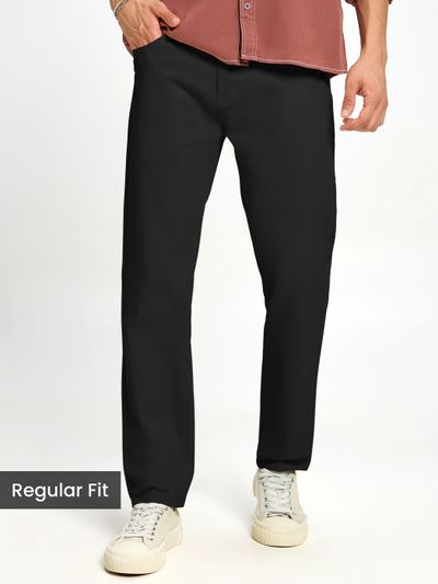 Black Regular-fit Trousers Black Regular-fit Chino Pants