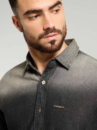 Black Ombre Denim Shirt For Men Black Ombre Denim Shirt For Men