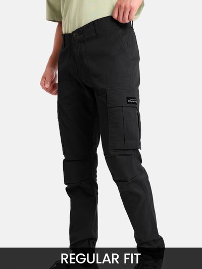 Black Signature Cargo Pants best cargo for men online at Beyoung,