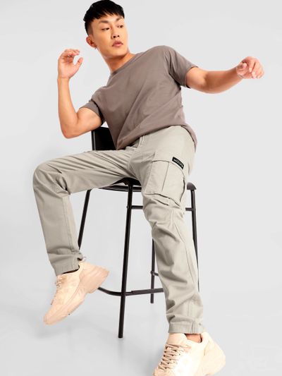 Buy Grey Matty Linen Lycra Mens Cargo Pants Online | Tistabene - Tistabene