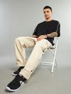 Cream Cotton Cargo Pants