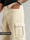 Cream Cotton Cargo Pants