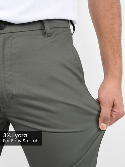 Dark Grey Slim-Fit Trousers Dark Grey Chino Pants