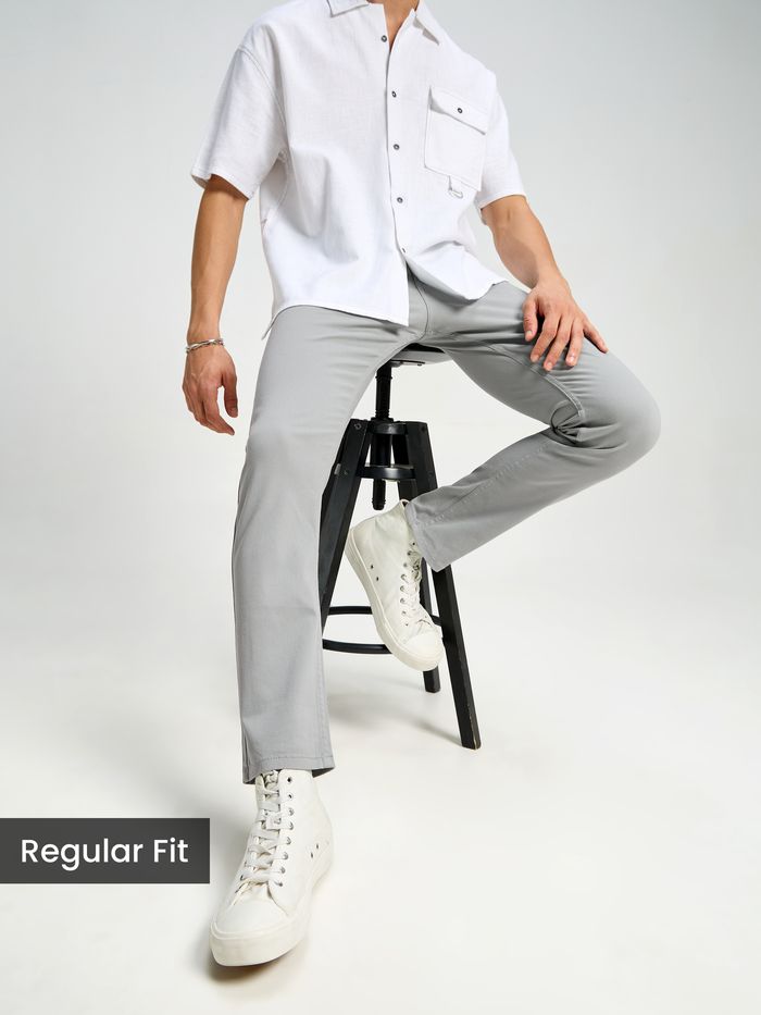 Grey Regular-fit Chino Pants