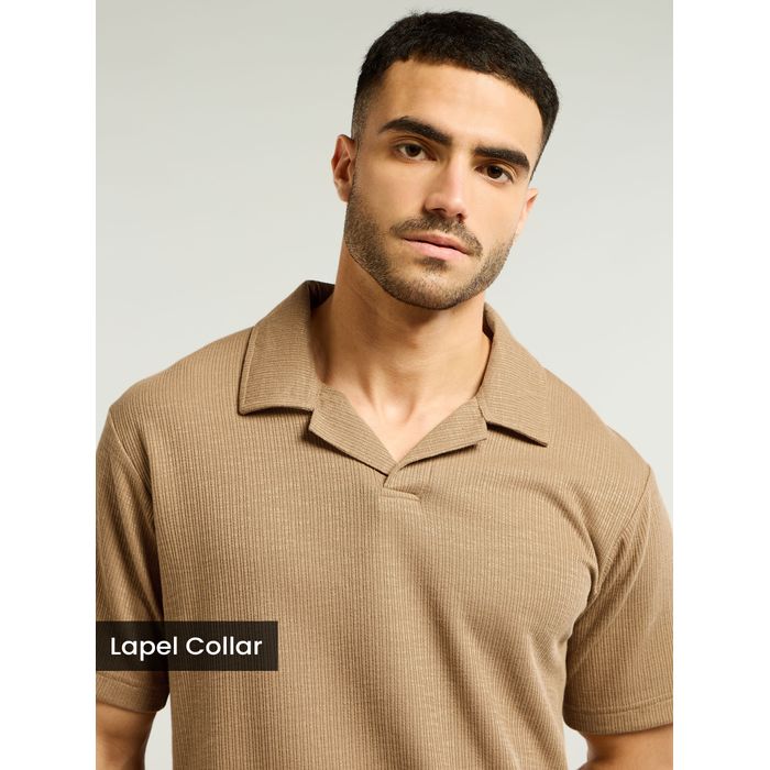 Buy Men's Golden Brown Lapel Collar Polo T-Shirt @Beyoung