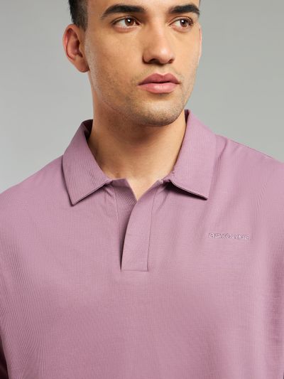 Mauve Pink Revere Neck Full Sleeve Polo