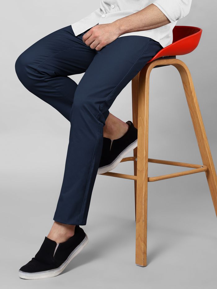 Women Navy Blue Blue Trousers - Buy Women Navy Blue Blue Trousers online in  India