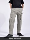 Pale Grey Zip Pocket 3D Cargo Pants