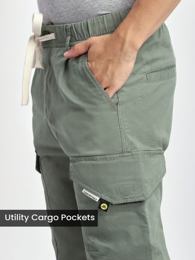 Sage Green Cut and Sew Cargo Pants