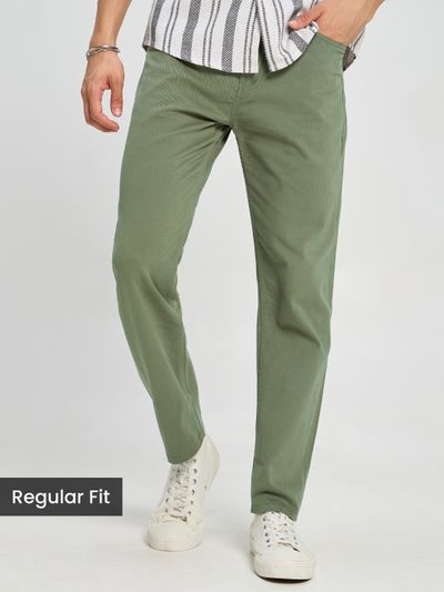Sage green Regular-fit Trousers Green chinos for men
