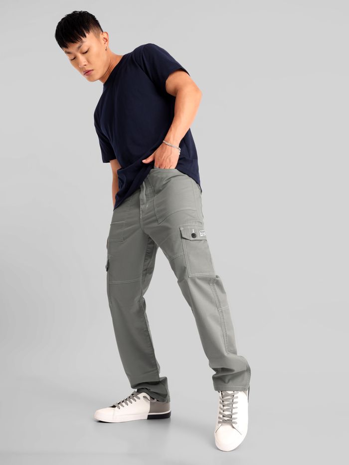 Contrast stitch cargo pants mens new arrivals