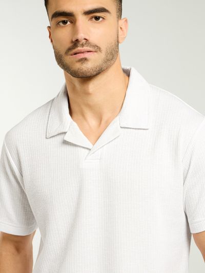 White Lapel Collar Polo T-Shirt