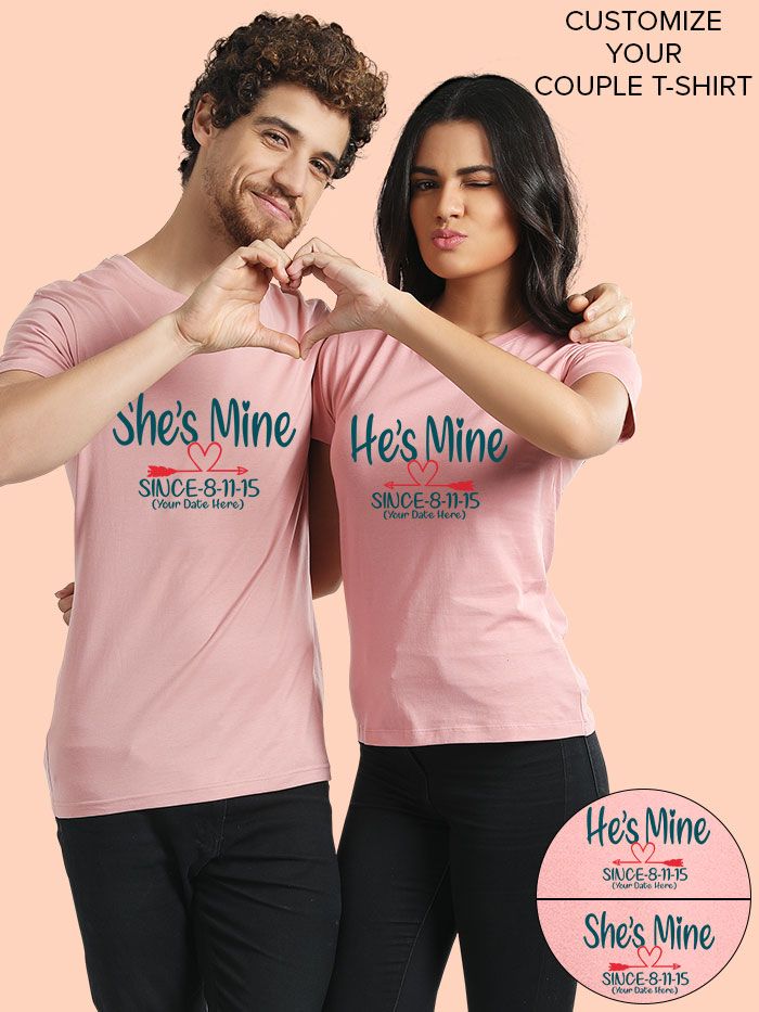 Mine Customizable Couple T shirt Rose Pink